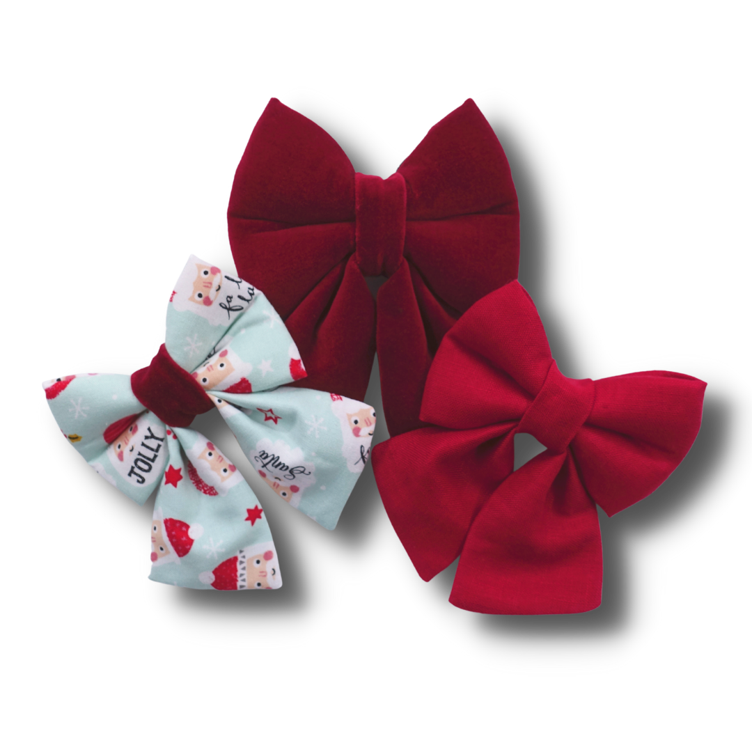 Ruby Red 100% Linen - Sailor Bow