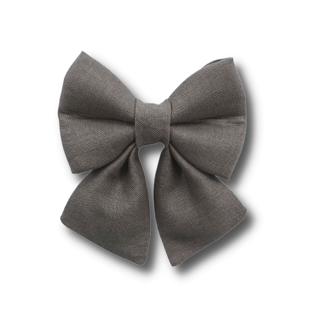 Khaki Green 100% Linen - Sailor Bow