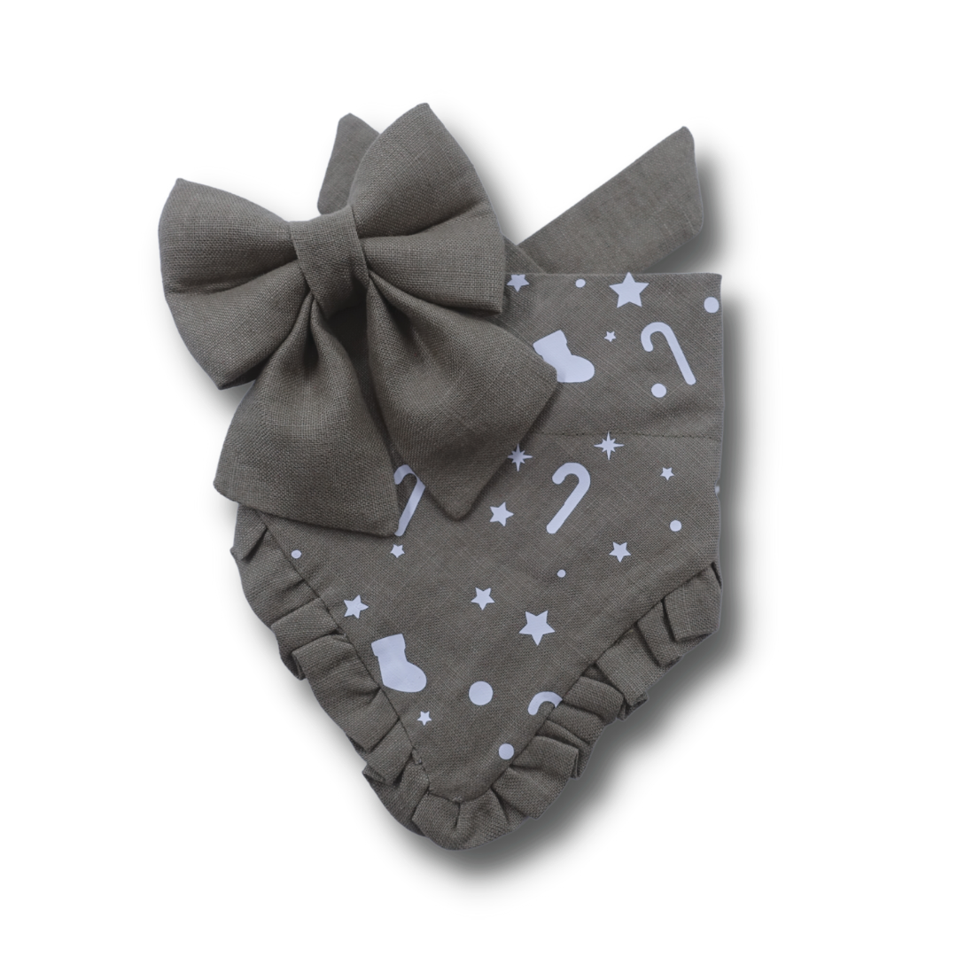 Khaki Green 100% Linen - Sailor Bow