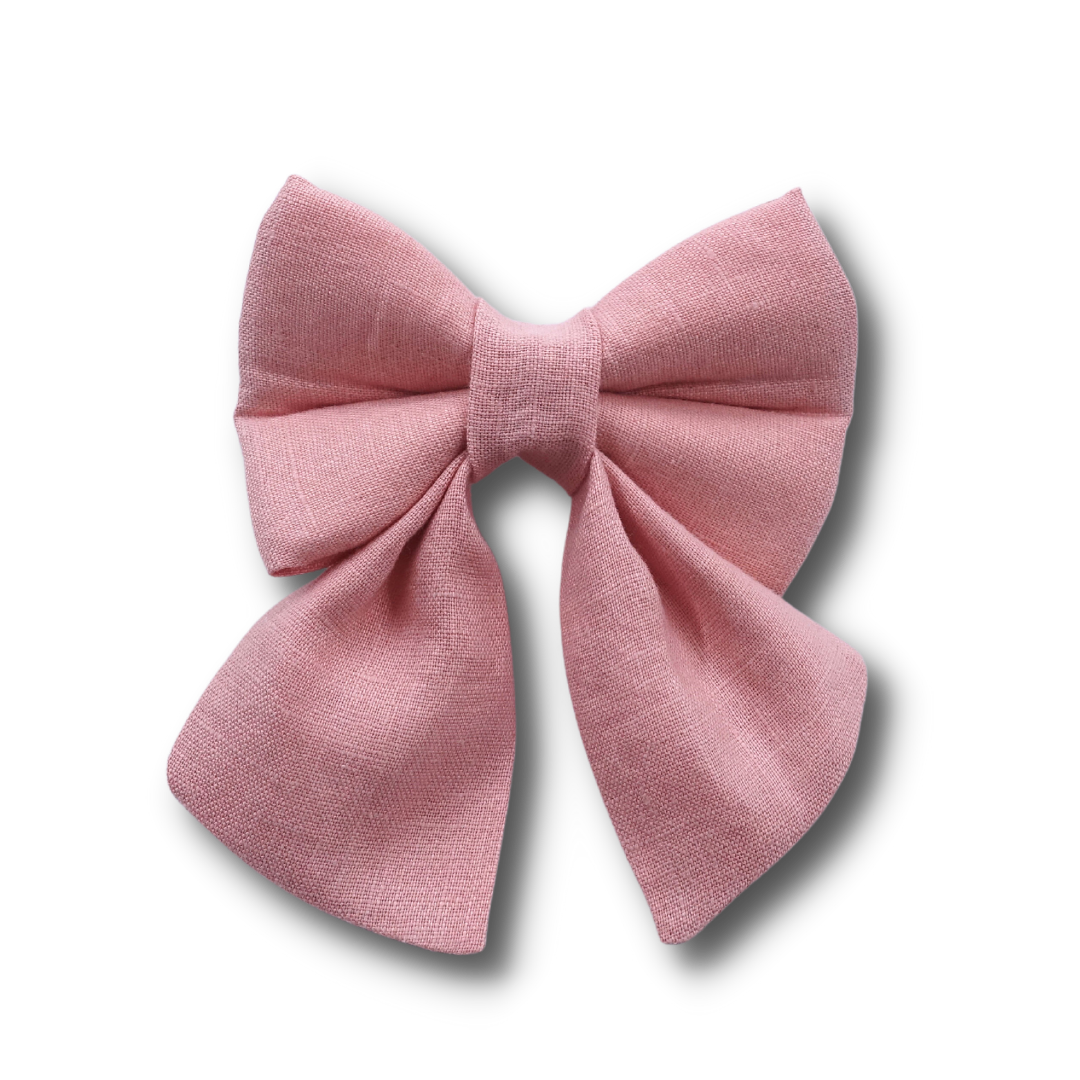 Pink Rose 100% Japanese Linen - Sailor Bow