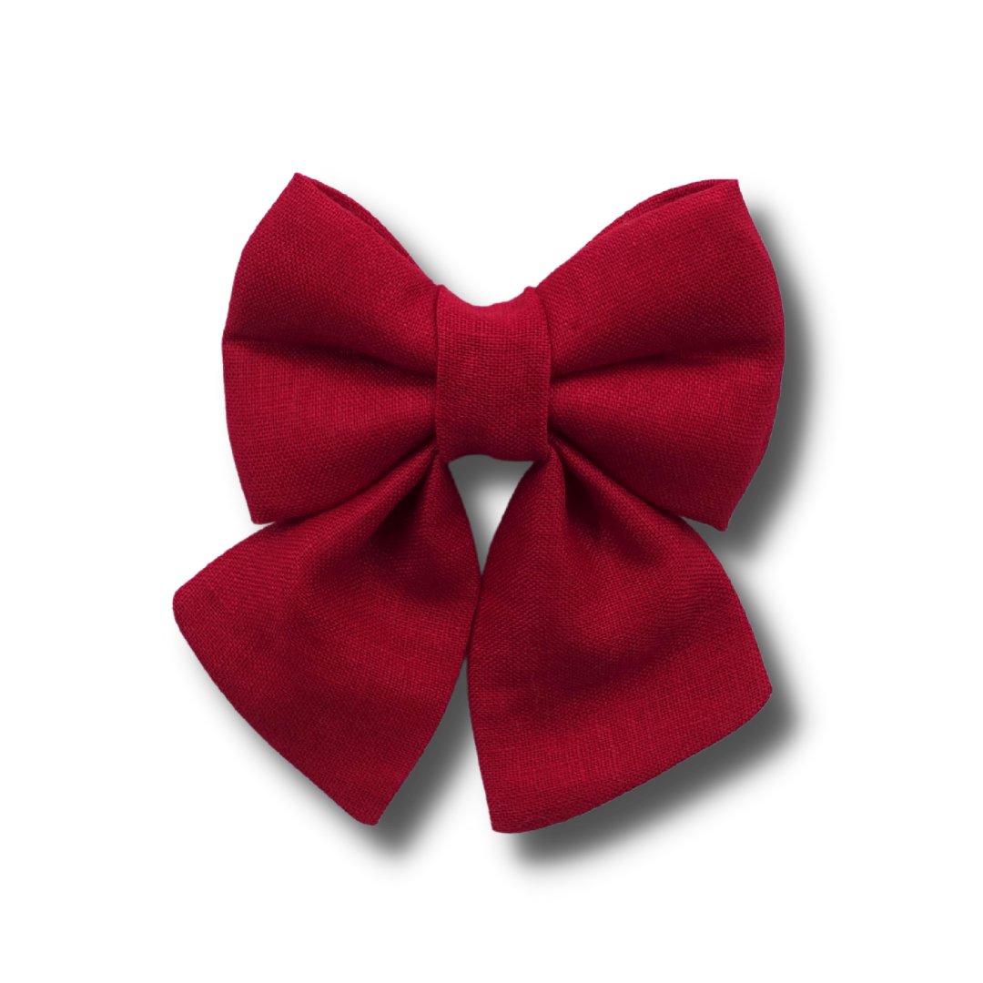Ruby Red 100% Linen - Sailor Bow