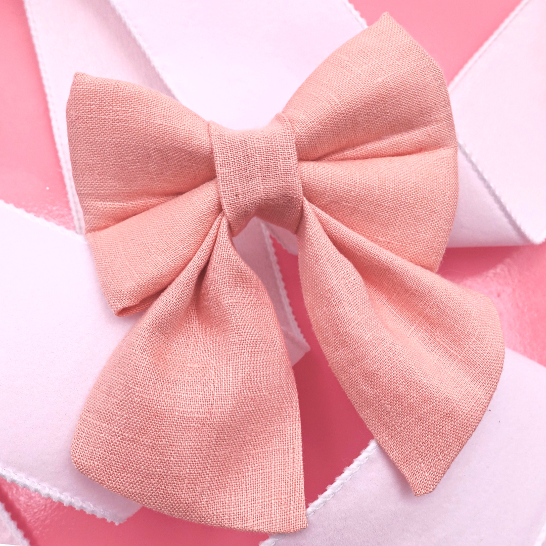Pink Rose 100% Japanese Linen - Sailor Bow