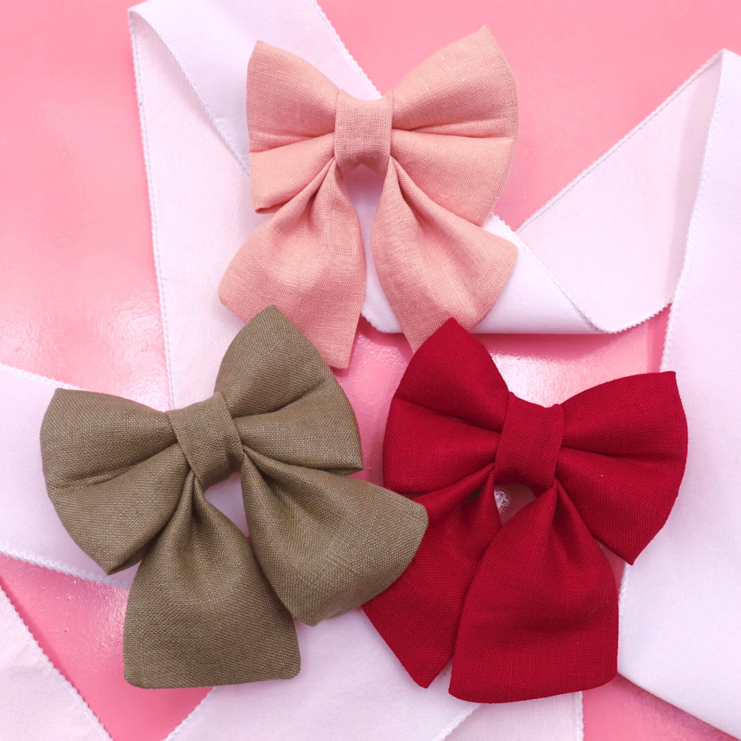 Khaki Green 100% Linen - Sailor Bow
