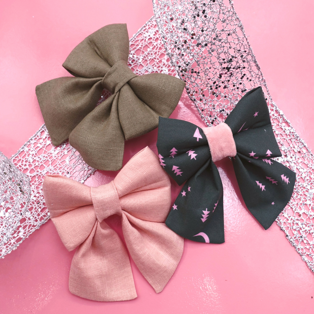 Khaki Green 100% Linen - Sailor Bow