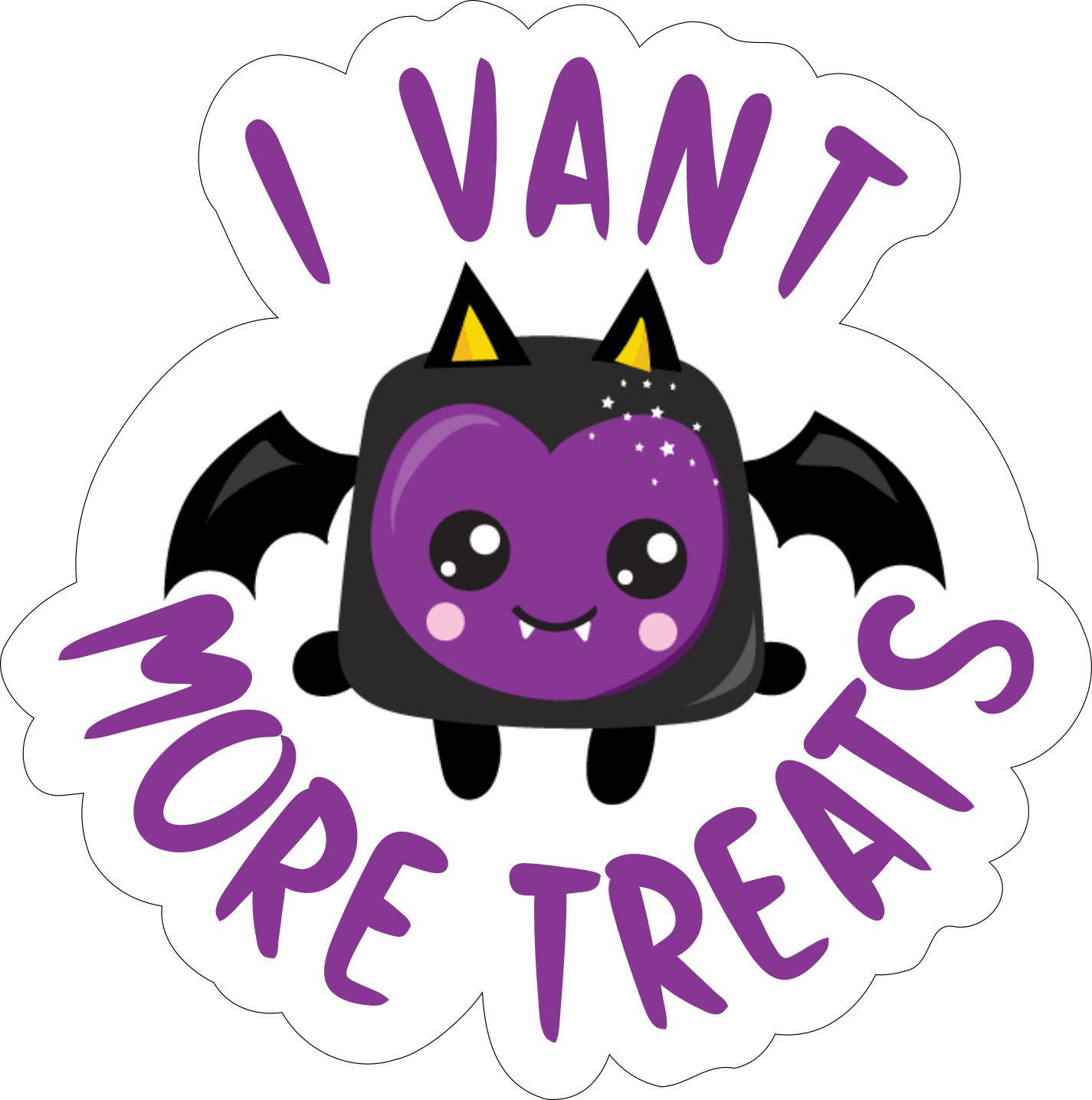 Vinyl Add On for bandanas - Purple Vampire Cutie- XOXO Myko pet accessories