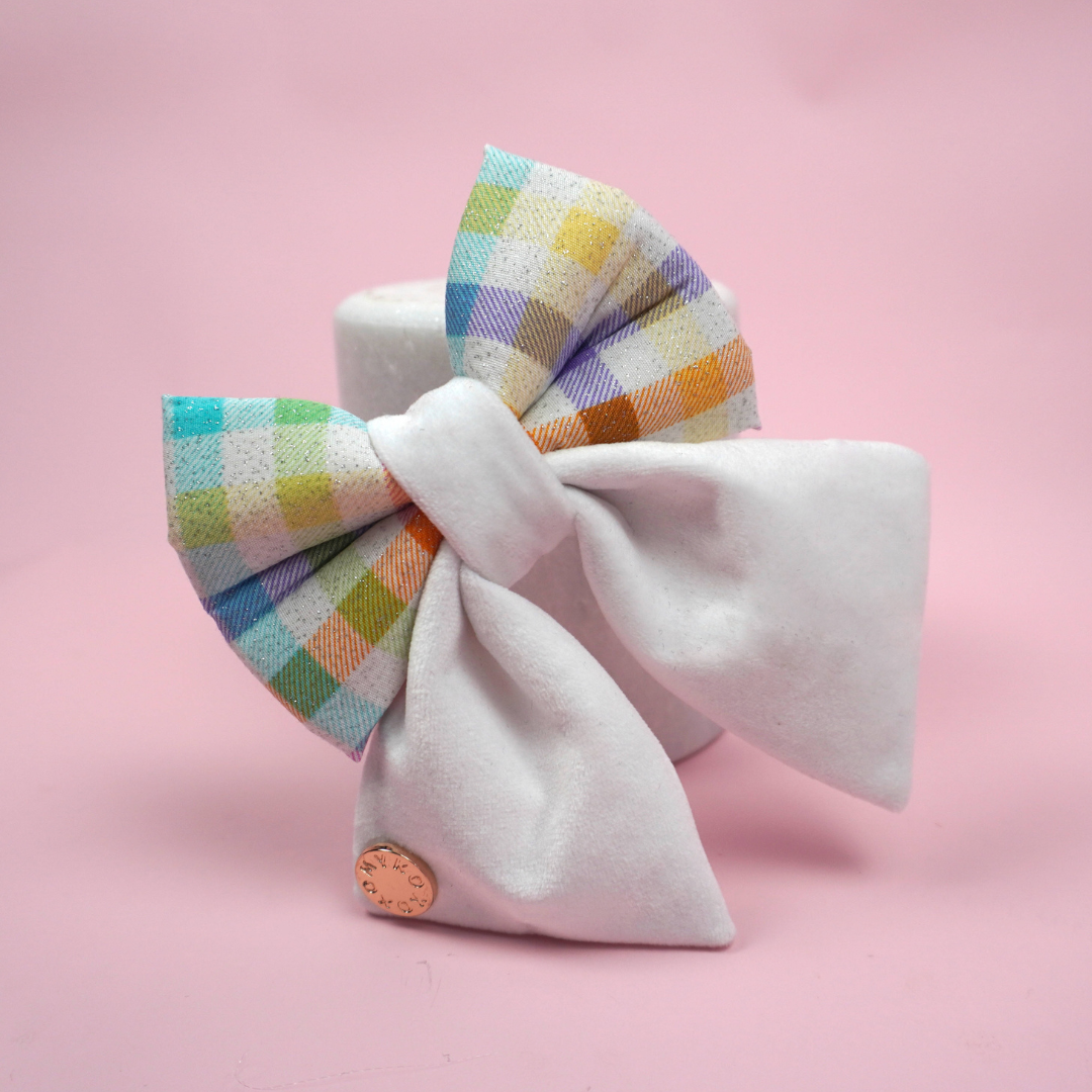 Rainbow Plaid - Sailor Bow