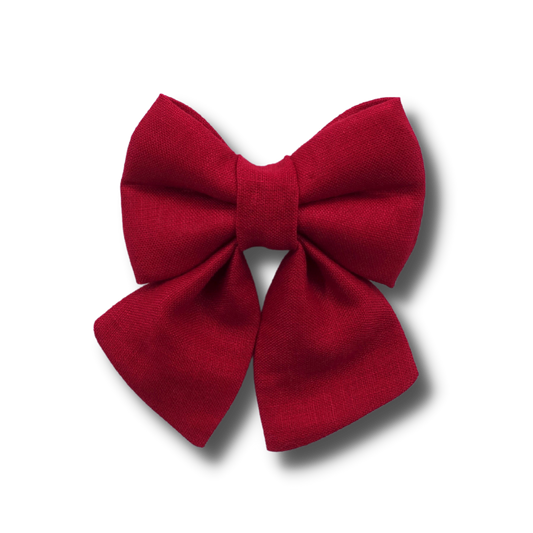 Ruby Red 100% Linen - Sailor Bow