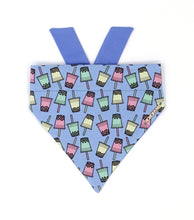 Load image into Gallery viewer, Boba Tea Bubble Tea bandana for pets dogs cats blue
